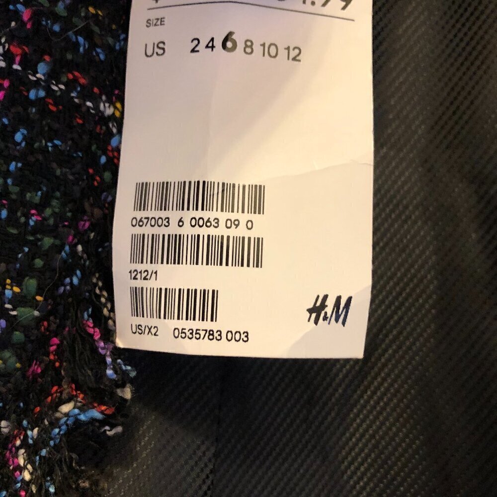 H& M Tweed Woven Textured Raw, Frayed Edge Short Jacket Size 6 NWT - Picture 6 of 14